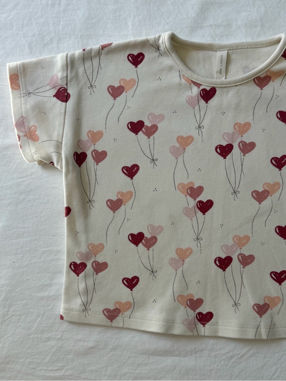 Quincy Mae 4-5Y Heart Balloon Boxy Cropped Tee